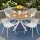 Gardeon 5 Piece Outdoor Dining Set WPC Table Aluminium Alloy Frame 4 PP Chairs White 5PC Dining Set Patio