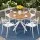 Gardeon 5 Piece Outdoor Dining Set with WPC Tabletop and 4 Stackable PP Chairs White Patio Furniture