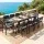 Gardeon 11-Piece Outdoor Dining Set with Extendable Aluminium Table and 10 Chairs Grey Cushions Black