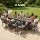 Gardeon 11-Piece Outdoor Dining Set with Extendable Aluminium Table and 10 Chairs Grey Cushions Black