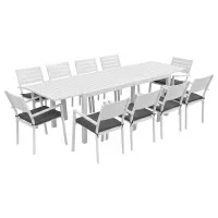Gardeon 11-Piece Outdoor Dining Set with Extendable Table for 10 People White Aluminium