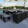 Gardeon 11-Piece Outdoor Dining Set - Black Wicker, Tempered Glass Table, Cushioned Seats, Water-Resistant Covers