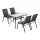 Gardeon 5 Piece Outdoor Dining Set Black – Steel Frame, Tempered Glass Table, Stackable Chairs, Weatherproof, 120cm