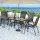 Gardeon 5 Piece Outdoor Dining Set Black – Steel Frame, Tempered Glass Table, Stackable Chairs, Weatherproof, 120cm