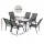 Gardeon 7 Piece Outdoor Dining Set Grey – Steel Frame, Tempered Glass Table, Stackable Chairs, Weather-Resistant