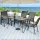 Gardeon 5PC Outdoor Dining Set: Steel Frame, 140x80cm Tempered Glass Table, Stackable Grey Chairs, All-Weather Comfort