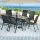 Gardeon 7 Piece Outdoor Dining Set Black—Steel Frame, Tempered Glass Table, Stackable Chairs, Weather-Resistant