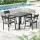 Gardeon 5-Piece Extendable Outdoor Dining Set - Black Aluminium, Seats 4-6, Weather-Resistant Cushions, Easy Assembly