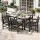 Gardeon 7 Piece Outdoor Dining Set HDPE Table and Chairs, Black, 156cm Table, Garden Furniture