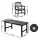 Gardeon 7 Piece Outdoor Dining Set HDPE Table and Chairs, Black, 156cm Table, Garden Furniture