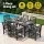 Gardeon 7 Piece Outdoor Dining Set HDPE Table and Chairs, Black, 156cm Table, Garden Furniture