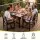 Gardeon 7 Piece Outdoor Dining Set HDPE Table and Chairs, Black, 156cm Table, Garden Furniture