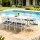 Gardeon 9-Piece Outdoor Dining Set with Extendable Aluminium Table, 8 Chairs and Grey Cushions White