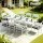 Gardeon 9-Piece Outdoor Dining Set with Extendable Aluminium Table, 8 Chairs and Grey Cushions White