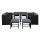 Gardeon 9-Piece Black Wicker Outdoor Dining Set: Steel Frame, Glass Table, Waterproof Cushions for Patio