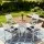 Gardeon 5 Piece Outdoor Dining Set Round WPC Tabletop Aluminium Frame with 4 Stackable Chairs and Cushions