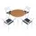 Gardeon 5 Piece Outdoor Dining Set Round WPC Tabletop Aluminium Frame with 4 Stackable Chairs and Cushions
