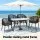 Gardeon 5PC Black Outdoor Dining Set - Steel Frame, Tempered Glass Table, All-Weather Wicker Chairs, Indoor/Outdoor Use