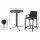 Gardeon 3PC Outdoor Bar Set: Black Steel & MDF Table with High-Back Textilene Chairs, Weather-Resistant Patio Bistro Set