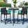 Gardeon 3PC Outdoor Bar Set: Black Steel & MDF Table with High-Back Textilene Chairs, Weather-Resistant Patio Bistro Set