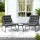 Gardeon 3-Piece Outdoor Bistro Set with Steel Chairs, 9cm Cushion, Tempered Glass Table and Grey Finish