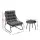Gardeon 3-Piece Outdoor Bistro Set with Steel Chairs, 9cm Cushion, Tempered Glass Table and Grey Finish