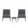 Gardeon 3-Piece Outdoor Bistro Set with Steel Chairs, 9cm Cushion, Tempered Glass Table and Grey Finish