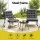 Gardeon 3-Piece Outdoor Bistro Set with Steel Chairs, 9cm Cushion, Tempered Glass Table and Grey Finish