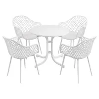 Gardeon 5-Piece Outdoor Dining Set with 80cm Foldable Table and 4 Lightweight PP Chairs White Patio Garden