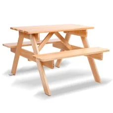 Keezi Kids Wooden Outdoor Picnic Set - Sturdy Fir Wood, Seats 4, Non-Toxic Finish, Indoor/Outdoor Use, Ages 3-8