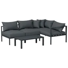 Gardeon 4-Seater Aluminium Patio Sofa Set, Charcoal – Weather-Resistant, Easy Assembly, Outdoor Furniture, 4PC