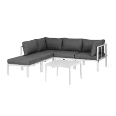 Gardeon 6PCS Outdoor Sofa Set with Aluminium Frame, 5-Seater, 10cm Cushions, UV & Water-Resistant, Easy Assembly