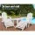 Gardeon 5PC White Adirondack Patio Set: Fir Wood Chairs, Table & Footstools - UV-Resistant, Eco-Friendly, Easy Assembly