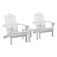 Gardeon 3PC Adirondack Chair Set - White Canadian Hemlock Wood, Eco-Friendly Finish, Sturdy Design, Easy Assembly