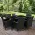 Gardeon 7-Piece Outdoor Dining Set, Black PE Wicker & Aluminium, Includes 6 Chairs with Cushions & Tempered Glass Table