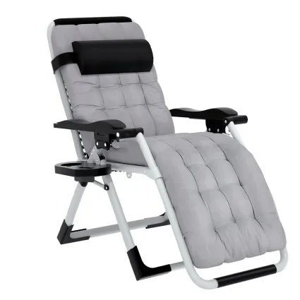 Gardeon Sun Lounge Folding Zero Gravity Chair, Steel Frame, Textilene Seat, Adjustable Recline, Cup Holder, Black