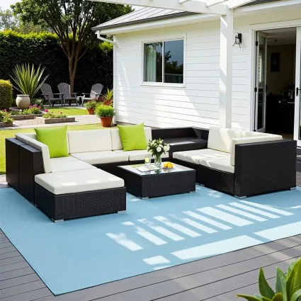 Gardeon 9-Piece Outdoor Wicker Sofa Set – Durable UV-Resistant, Includes Table, Storage Cover, and Cushions