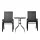 Gardeon 3PC Outdoor Bistro Set - Stackable Chairs & Tempered Glass Table, Weather-Resistant, Steel Frame, Black