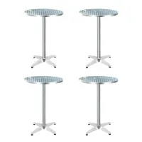 Gardeon Set of 4 Adjustable Outdoor Bar Tables - Stainless Steel Top, Aluminium Base, 70/110cm Heights, Foldable Design