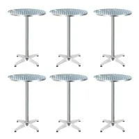 Gardeon Set of 6 Outdoor Bar Tables: Adjustable 70/110CM, Stainless Steel Top, Foldable & Portable, Modern Silver Finish