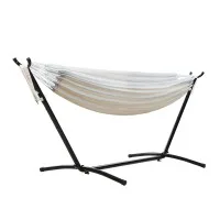 Gardeon Hammock Bed with Stand - Single Cotton, Adjustable Height, Durable Steel Frame, Indoor/Outdoor Use, Cream