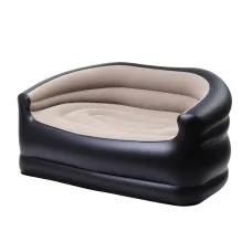 Gardeon Outdoor Inflatable Couch: 2-Seater Lounge, Soft Flocked PVC, Portable with Pump, 300kg Capacity, Coffee Colour