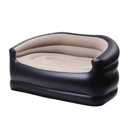 Gardeon Outdoor Inflatable Couch: 2-Seater Lounge, Soft Flocked PVC, Portable with Pump, 300kg Capacity, Coffee Colour