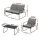 Gardeon 4PCS Outdoor Sofa Set - Durable Steel Frame, Weather-Resistant Textilene, Black Patio Furniture with Glass Table