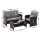 Gardeon 4-Piece Outdoor Sofa Set with Coffee Table, Rattan Furniture, Grey Cushions, Black for Patio and Garden