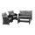 Gardeon 4-Piece Outdoor Sofa Set with Coffee Table, Rattan Furniture, Grey Cushions, Black for Patio and Garden