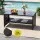 Gardeon 4-Piece Outdoor Sofa Set with Coffee Table, Rattan Furniture, Grey Cushions, Black for Patio and Garden