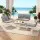 Gardeon 5-Piece Outdoor Sofa Set with Cushions and Glass Tables White Grey