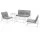Gardeon 5-Piece Outdoor Sofa Set with Cushions and Glass Tables White Grey