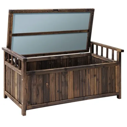 Gardeon Charcoal Wooden Outdoor Storage Bench Box - 160L, Fir Wood, Water-Resistant, Patio Furniture, 106x60x51.5cm